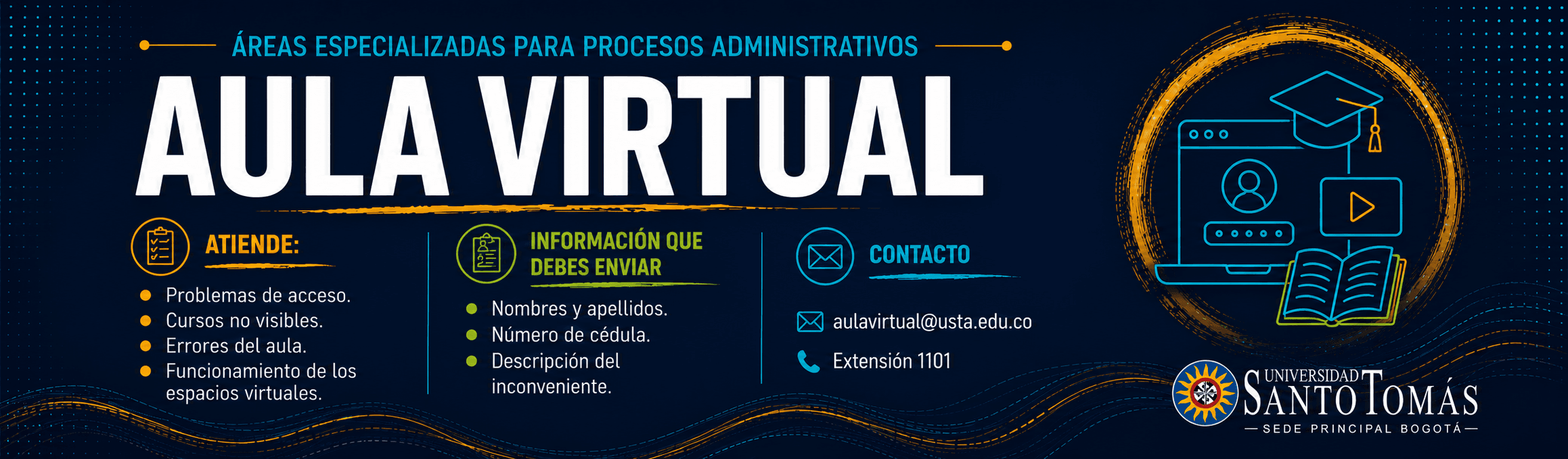 Información institucional de soporte del Aula Virtual y su correo de contacto.